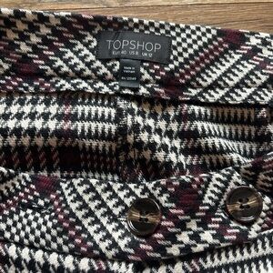 Topshop Black, White, and Red Houndstooth Pants